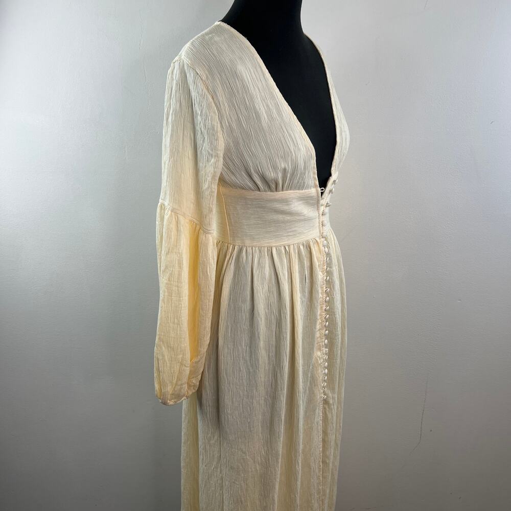 Commense Boho Lantern Beige Split Maxi Dress Plun… - image 3